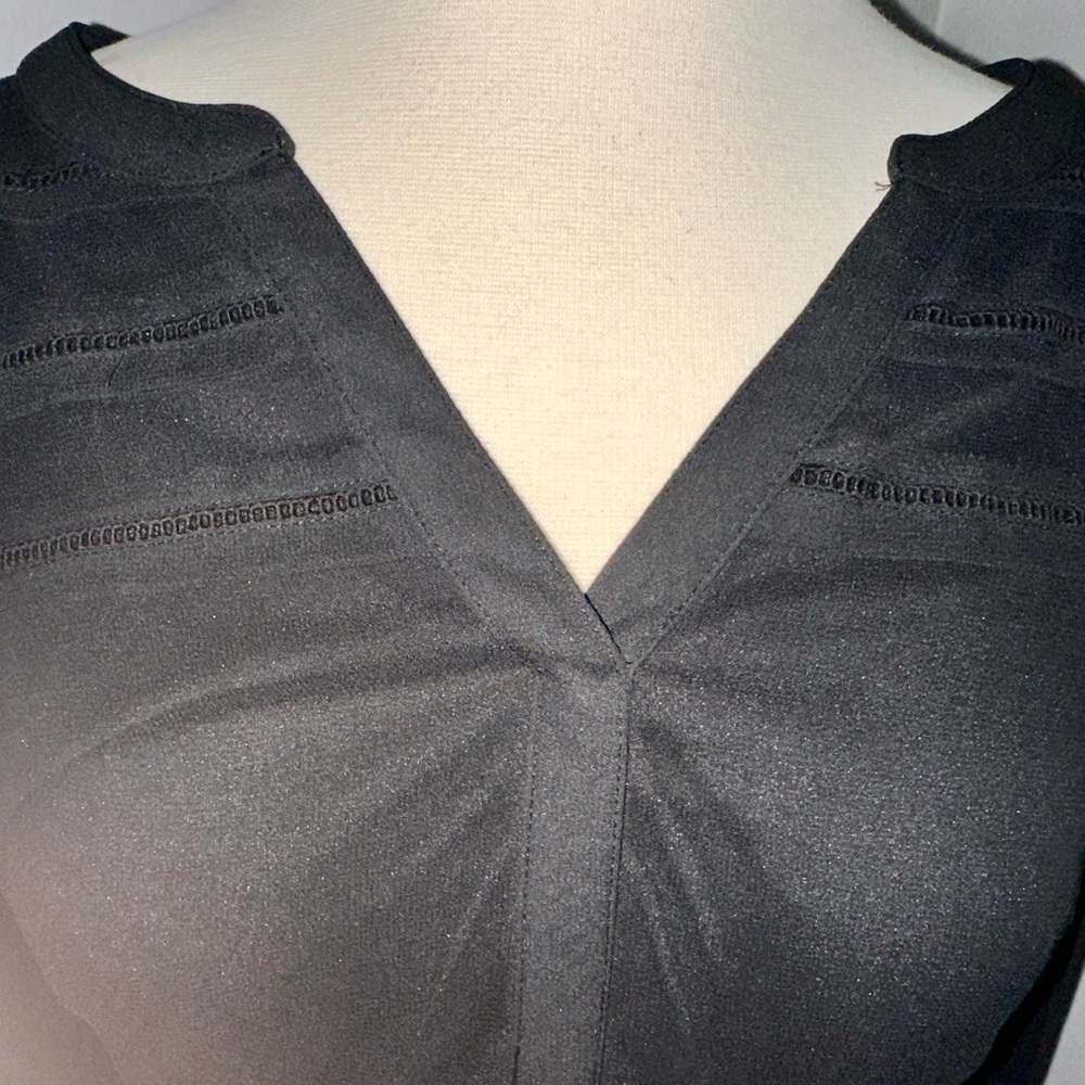 Charter Club Black V-Neck Blouse